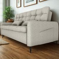 Sofa Cama 2 Lugares 200cm Pillar Linho Vancouver E483 Milani Store Bege
