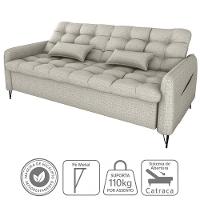 Sofa Cama 2 Lugares 200cm Pillar Linho Vancouver E483 Milani Store Bege - 5