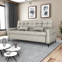 Sofa Cama 2 Lugares 200cm Pillar Linho Vancouver E483 Milani Store Bege - 9