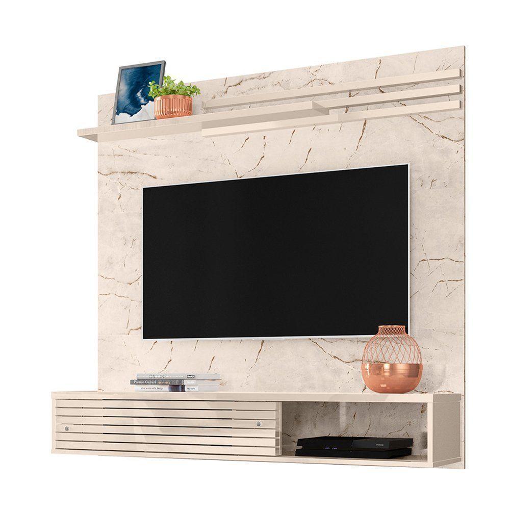 Painel Bancada Suspensa Para Tv 60 Polegadas Frizz Sublime - 7 Decor Calacata E Off White - 1