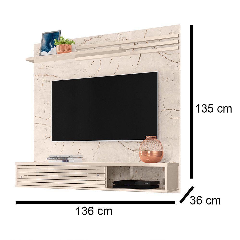 Painel Bancada Suspensa Para Tv 60 Polegadas Frizz Sublime - 7 Decor Calacata E Off White - 4