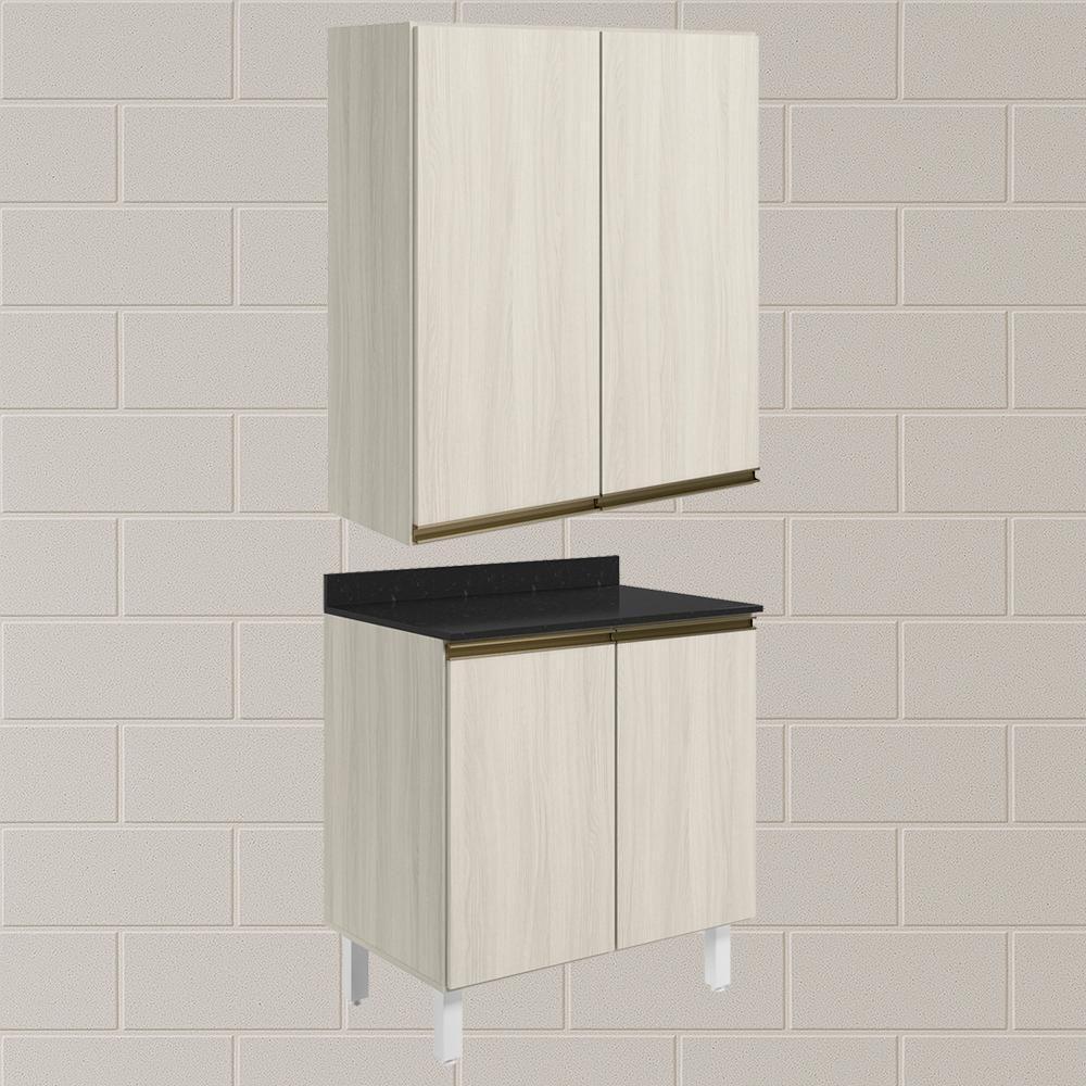 Armario Aereo Balcao 2 Portas 60cm Mdf Kali Nicioli Bianco Toq - 2