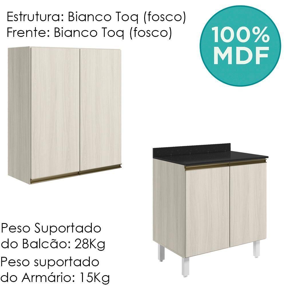Armario Aereo Balcao 2 Portas 60cm Mdf Kali Nicioli Bianco Toq - 4