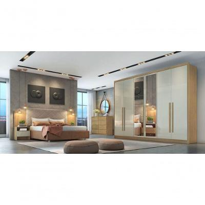 Guarda Roupa Casal Livorno 6 Portas 8 Gavetas Cumaru-Fendi MDF com Espelho