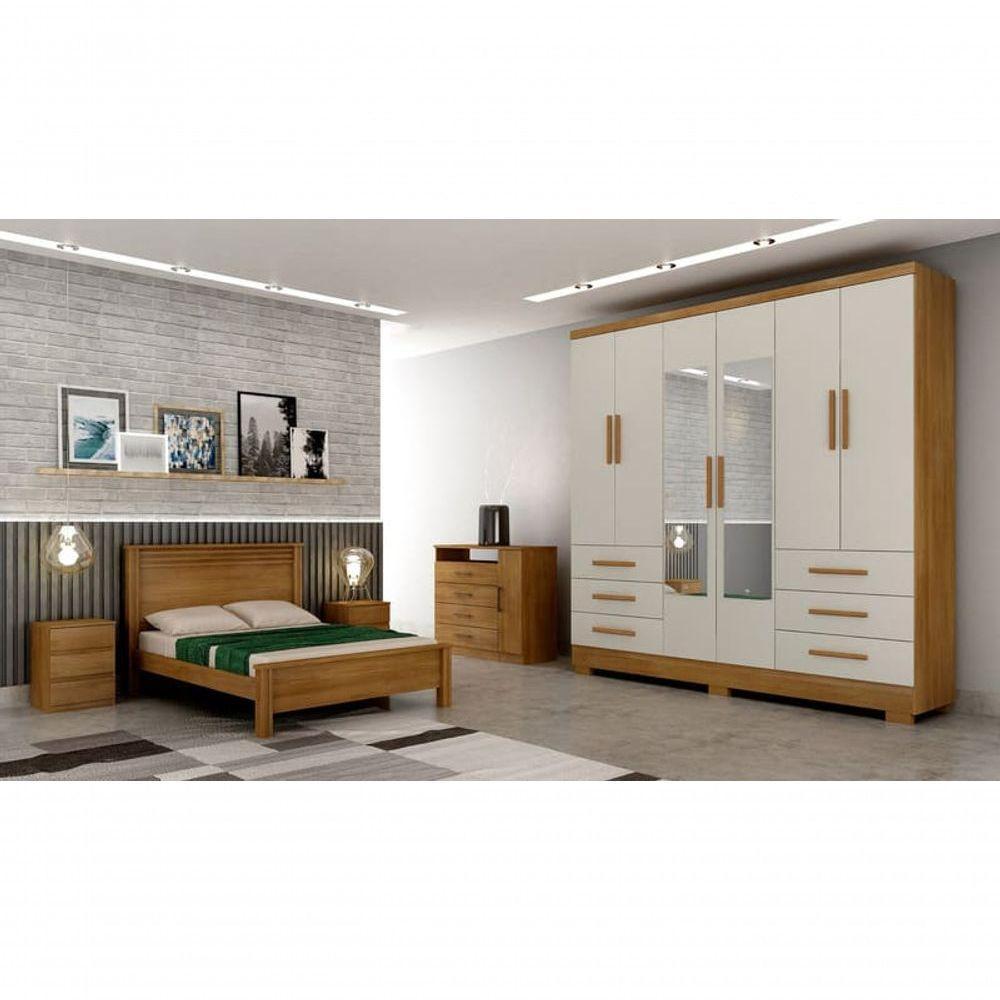 Guarda Roupa Solteiro Com Espelho Com Pés 6 Portas 6 Gavetas - Encant-cumaru-fendi - Móveis Novo Horizonte - 1