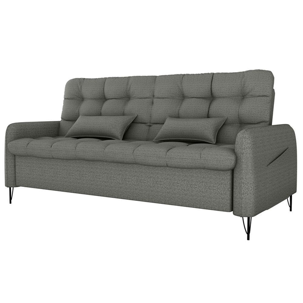 Sofa Cama 2 Lugares 200cm Pillar Linho Vancouver E484 Milani Store Chumbo - 1