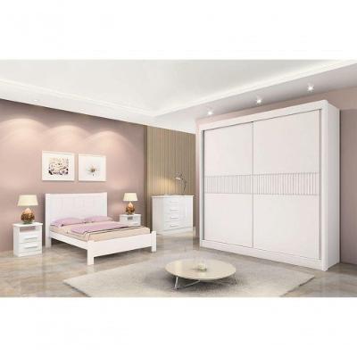 Guarda Roupa Casal Cancun 2 Portas 6 Gavetas Ripado-branco MDF