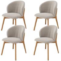 Kit 04 Cadeiras De Jantar E Estar Living Estofada Mia L02 Bouclê Creme - Lyam Decor - 1