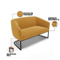 Sofá 2 Lugares Namoradeira Industrial Preto Stella Bouclê D03 - D'rossi Mostarda - 2