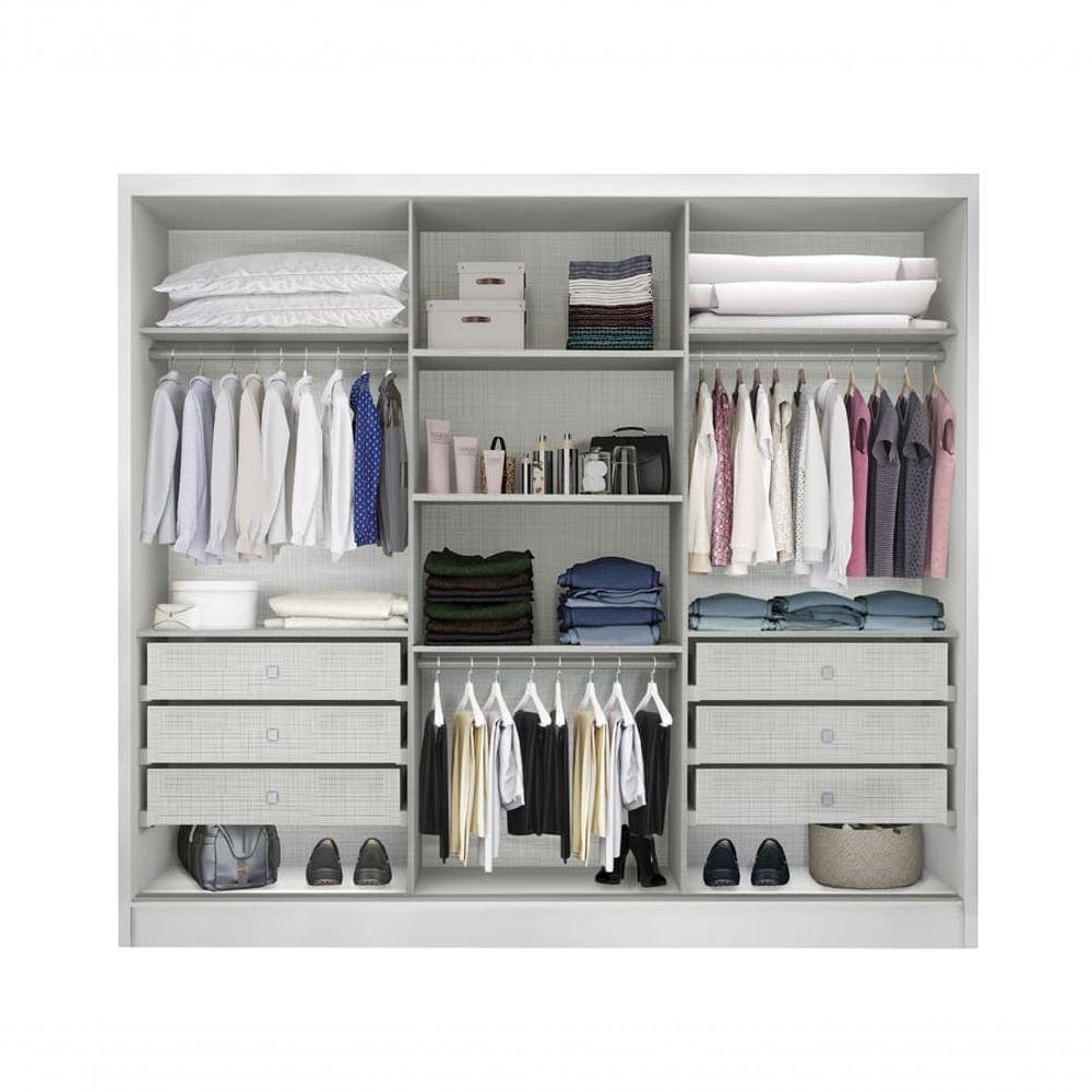 Guarda Roupa Casal Com Espelho 3 Portas 6 Gavetas - Medelim-branco - Móveis Novo Horizonte - 4