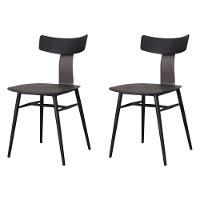 Kit 2 Cadeiras Analu Rivatti 42 Cm (largura) Assento E Encosto Pp Preto Detalhe Em Pu Cinza Base Aço - 1