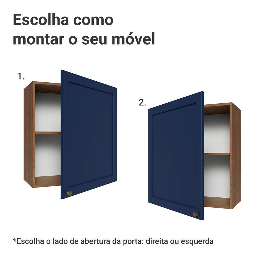 Armário Aéreo 60 Cm 1 Porta Vik Madesa Rustic/azul - 6