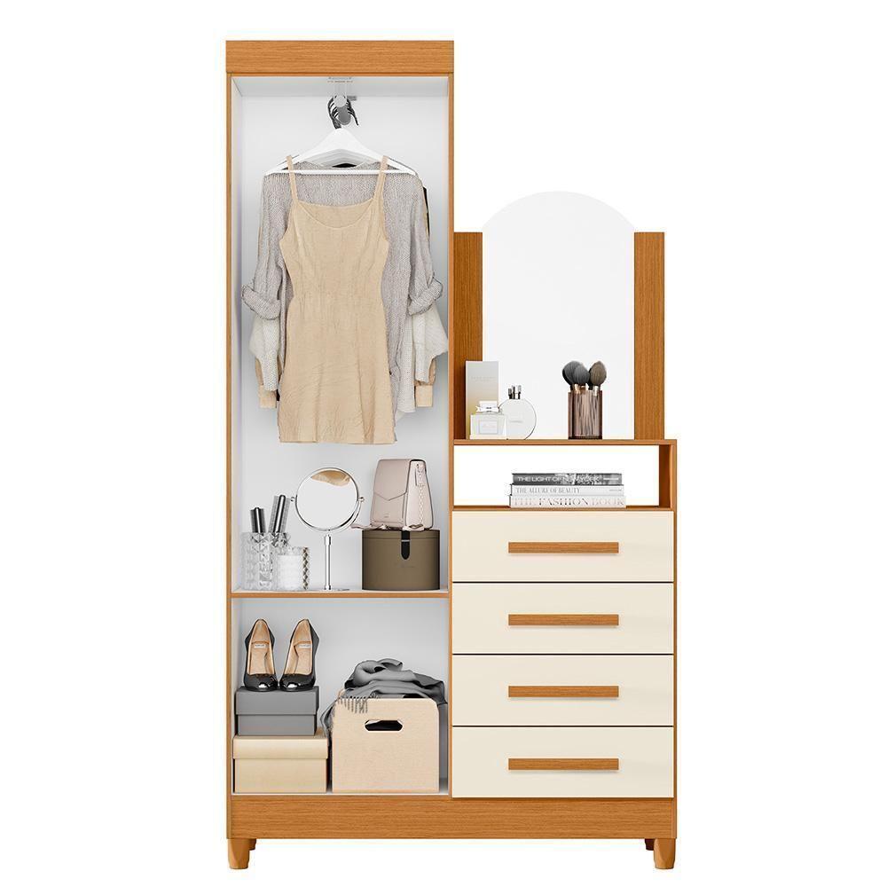 Cômoda New Capri 2 Portas E 4 Gavetas Cinamomo/off White Com Espelho - Móveis Albatroz Cinamomo/off White - 3