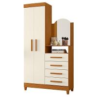 Cômoda New Capri 2 Portas E 4 Gavetas Cinamomo/off White Com Espelho - Móveis Albatroz Cinamomo/off White - 1