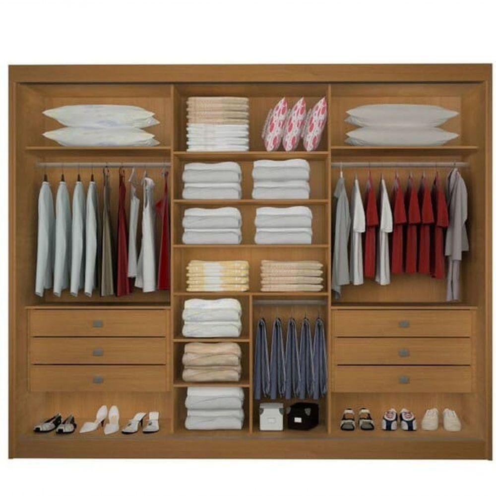 Guarda Roupa Casal Com Espelho 3 Portas 6 Gavetas - Los Angeles-cinamomo - Móveis D'doro - 2