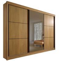 Guarda Roupa Casal Com Espelho 3 Portas 6 Gavetas - Los Angeles-cinamomo - Móveis D'doro - 1