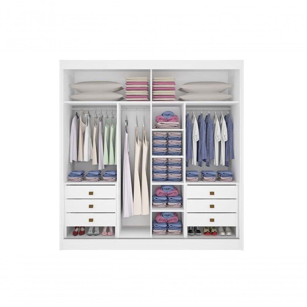 Guarda Roupa Casal Com Espelho 2 Portas 6 Gavetas - Titanium Ripado-branco - Móveis D'doro - 2