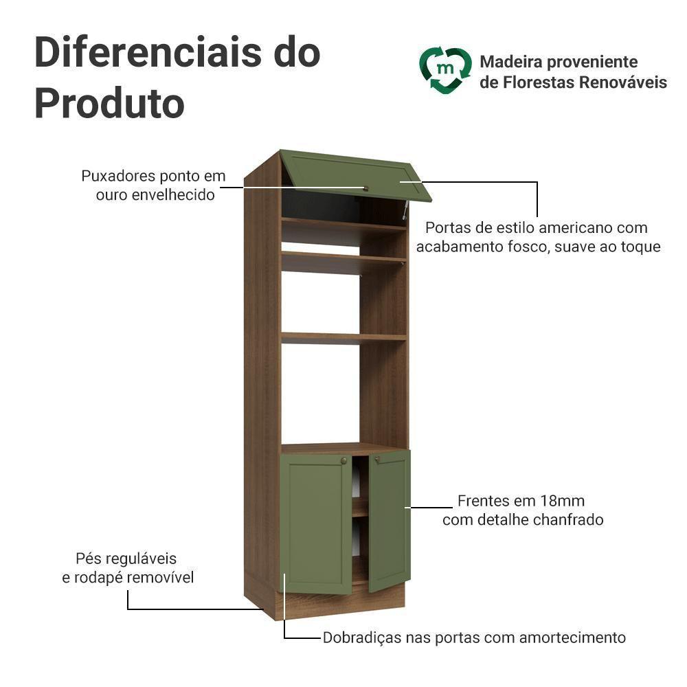 Torre Quente 70 Cm 3 Portas Vik Madesa Rustic/verde - 3
