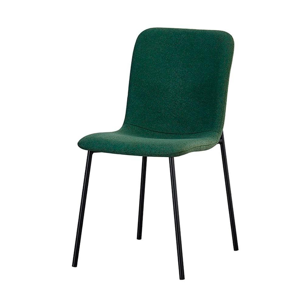 Kit 4 Cadeiras Celeste Rivatti 43 Cm (largura) Bouclé Verde Oliva E Base Em Aço Preto Pintada à Pó - 1