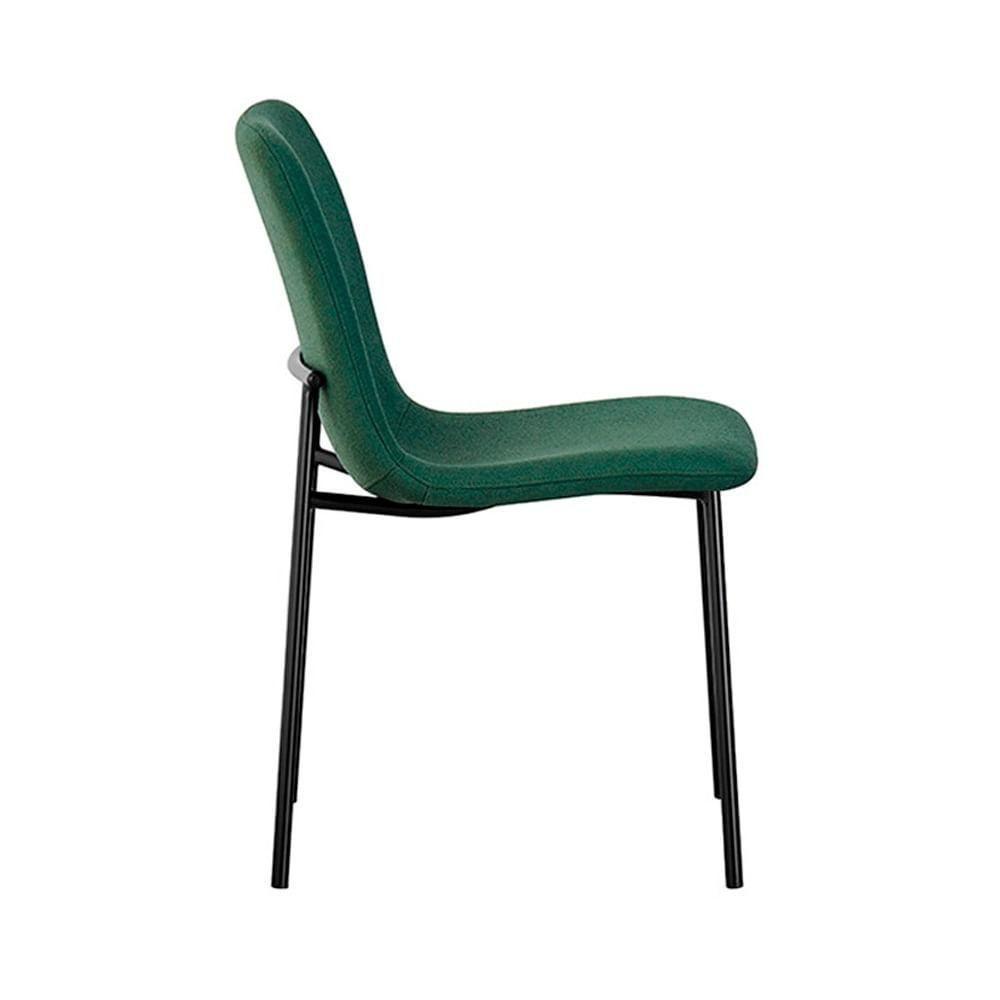 Kit 4 Cadeiras Celeste Rivatti 43 Cm (largura) Bouclé Verde Oliva E Base Em Aço Preto Pintada à Pó - 3