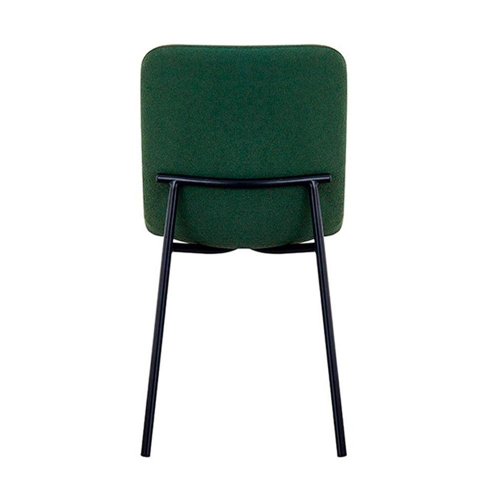Kit 4 Cadeiras Celeste Rivatti 43 Cm (largura) Bouclé Verde Oliva E Base Em Aço Preto Pintada à Pó - 4