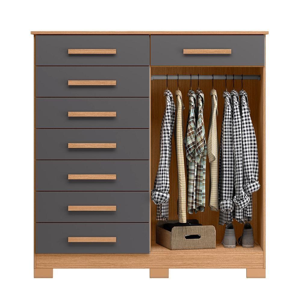 Cômoda Verona 2 Portas E 8 Gavetas Freijó/titanium - Móveis Albatroz Freijó/titanium - 3