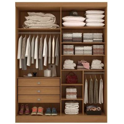 Guarda Roupa Solteiro Da Vinci Plus 4 Portas 3 Gavetas cinamomo-off White MDF