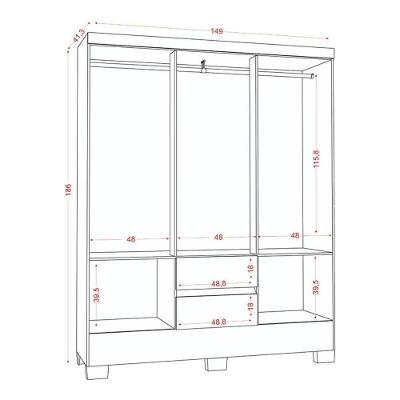 Guarda Roupa Casal Coimbra 6 Portas 2 Gavetas Atacama Grafite e Armário Multiuso MDP