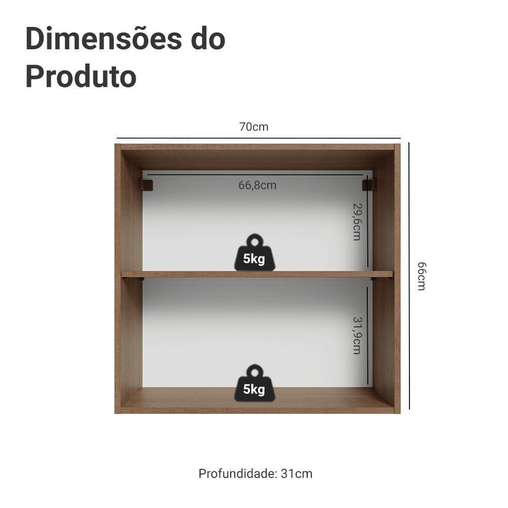 Armário Aéreo 70 Cm 2 Portas Vik Madesa Rustic/azul - 2