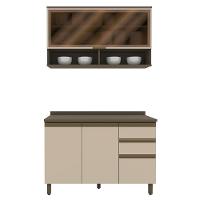 Cozinha Modulada Connect 2 Peças Com Aéreo Basculante E Balcão 120cm Duna/cristal - Móveis Henn Duna/cristal - 1