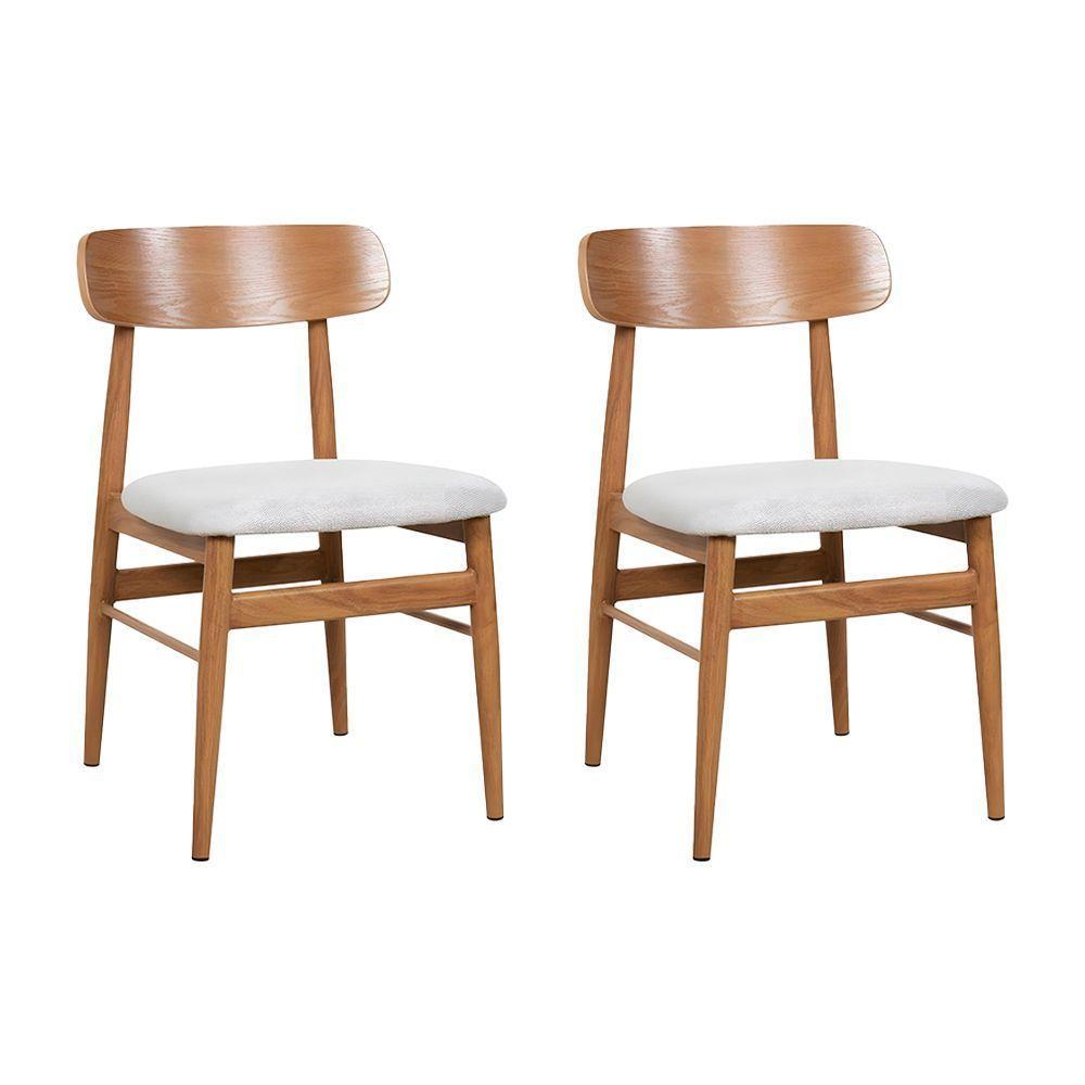 Kit 2 Cadeiras De Jantar Delta Estrutura Aço Carbono Laminado Natural Com Estofado Linho Cru - 1