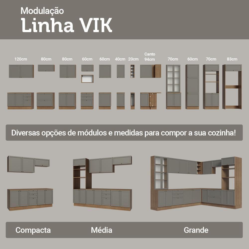Balcão Gabinete De Pia 120 Cm (sem Tampo) Rustic/cinza Vik Madesa Rustic/cinza - 7