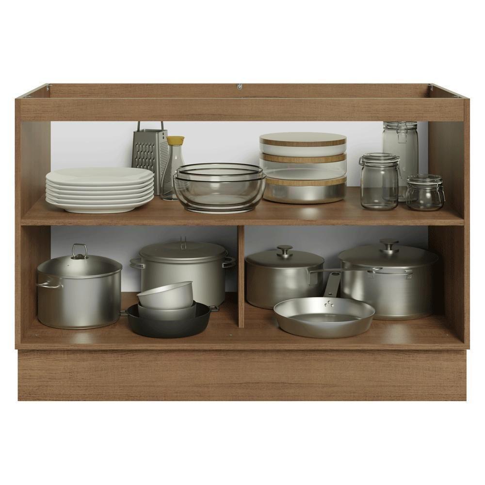 Balcão Gabinete De Pia 120 Cm (sem Tampo) Rustic/cinza Vik Madesa Rustic/cinza - 9