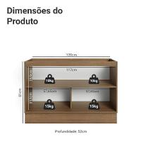 Balcão Gabinete De Pia 120 Cm (sem Tampo) Rustic/cinza Vik Madesa Rustic/cinza - 8