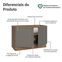 Balcão Gabinete De Pia 120 Cm (sem Tampo) Rustic/cinza Vik Madesa Rustic/cinza - 10