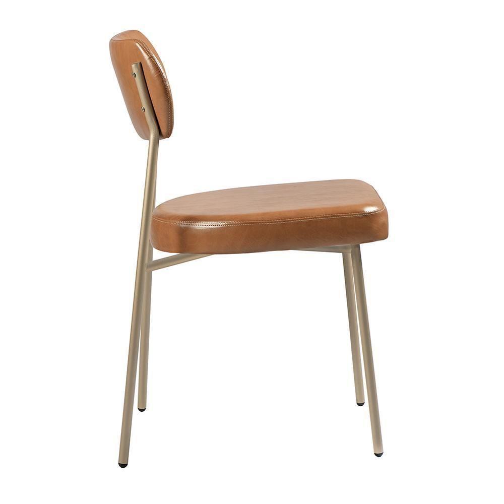 Cadeira Lavínia Couríssimo Amarula/aço Champanhe - Salaone Couríssimo Amarula/aço Champanhe - 3