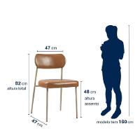 Cadeira Lavínia Couríssimo Amarula/aço Champanhe - Salaone Couríssimo Amarula/aço Champanhe - 6