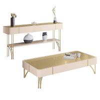 Aparador Vivant E Mesa De Centro Cadenza Off White/champanhe - Hb Móveis Off White/champanhe - 1