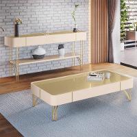 Aparador Vivant E Mesa De Centro Cadenza Off White/champanhe - Hb Móveis Off White/champanhe - 2