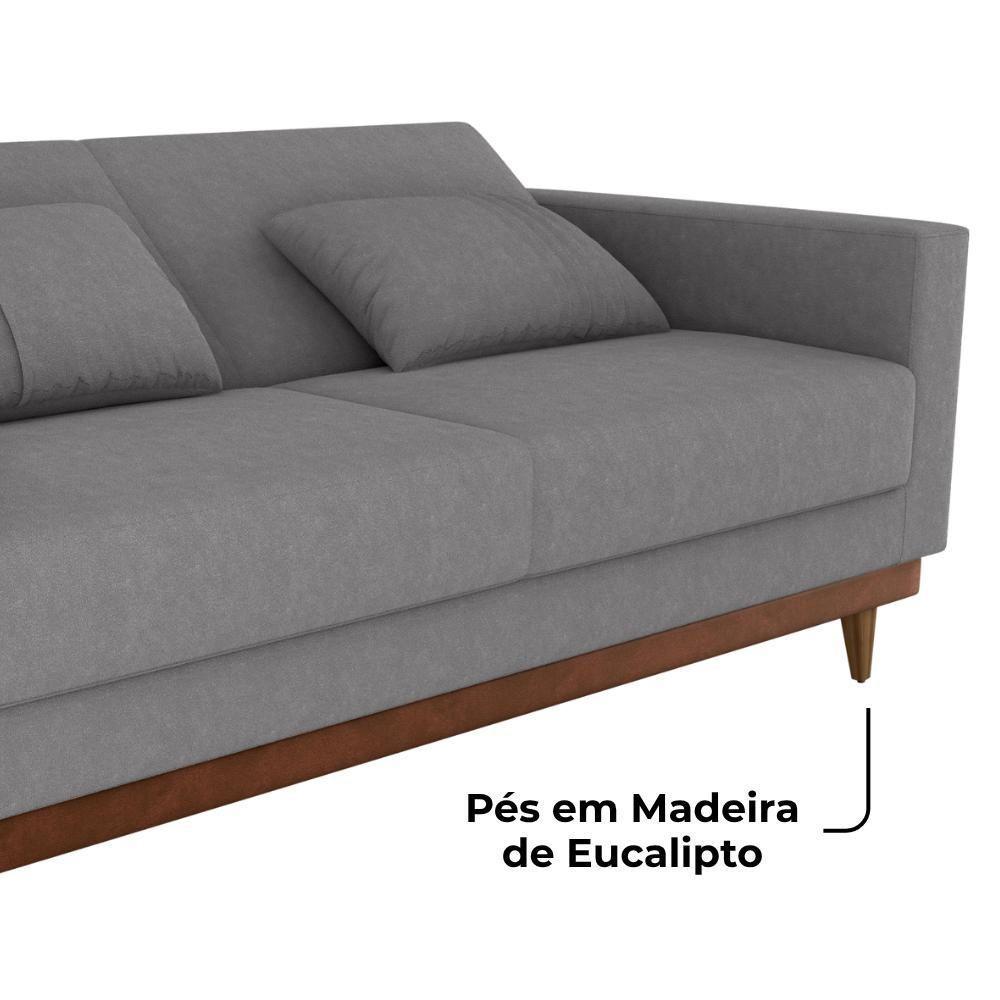 Sofa Cama 2 Lugares 203 Cm Esther Boucle Corino Whisk Milani Store Cinza - 6