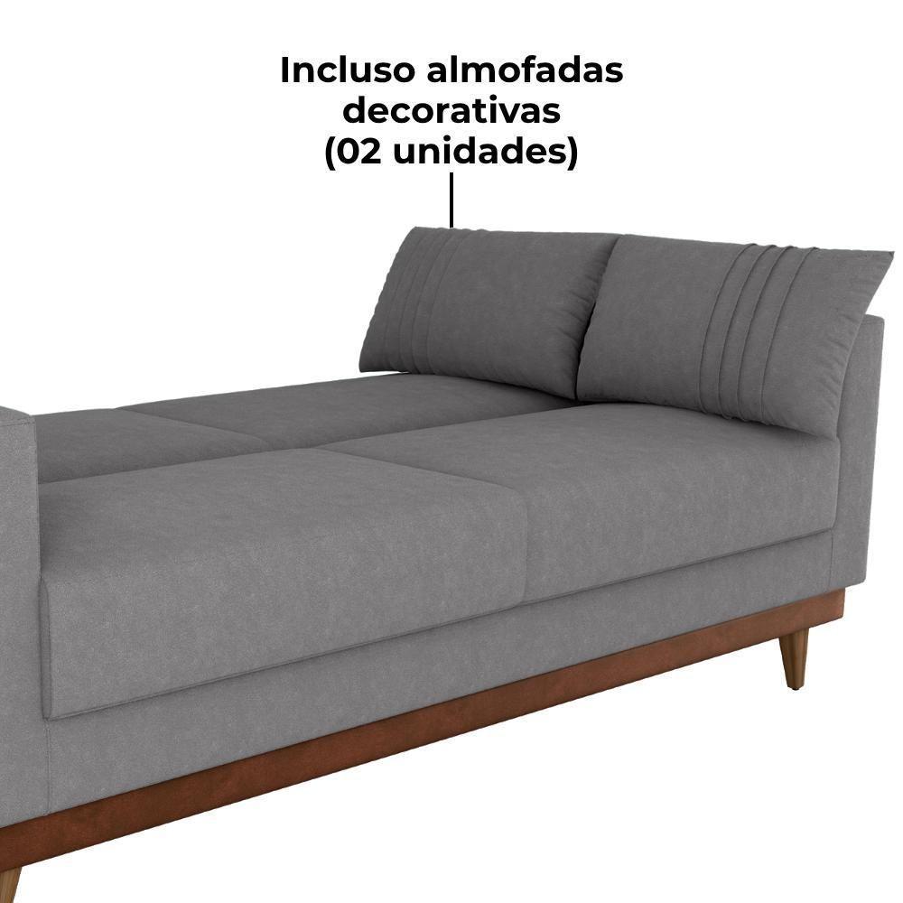 Sofa Cama 2 Lugares 203 Cm Esther Boucle Corino Whisk Milani Store Cinza - 7