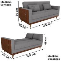 Sofa Cama 2 Lugares 203 Cm Esther Boucle Corino Whisk Milani Store Cinza - 3