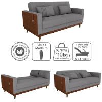 Sofa Cama 2 Lugares 203 Cm Esther Boucle Corino Whisk Milani Store Cinza - 9