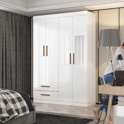 Guarda Roupa Casal Lu 4 Portas 2 Gav. Espelho Carioca Móveis Branco
