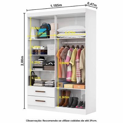 Guarda Roupa Casal Lu 4 Portas 2 Gav. Espelho Carioca Móveis Branco