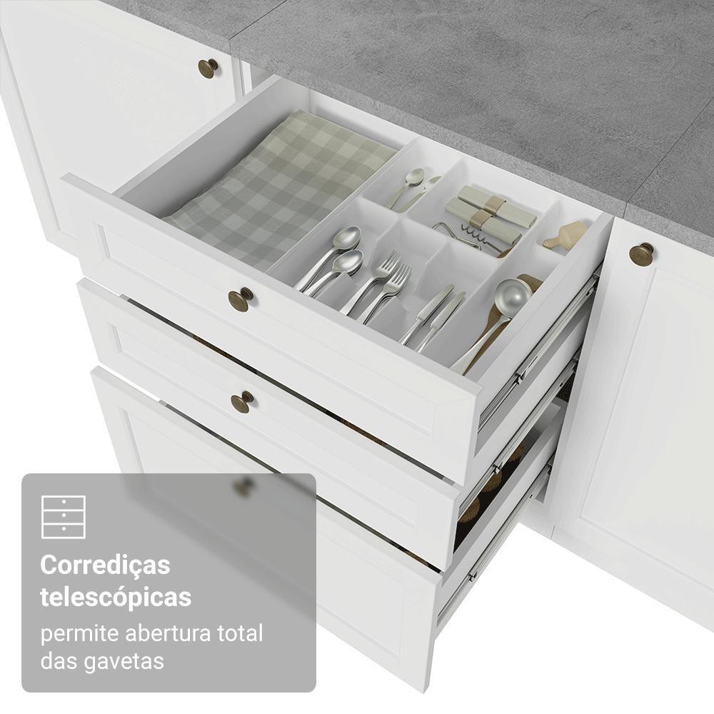 Torre Quente 60 Cm 1 Porta 3 Gavetas Branco Vik Madesa Branco - 7