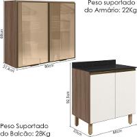 Armario Aereo Vidro Balcao 2p 80cm Mdf Kali Nicioli Carvalho Toq Off White Cetim - 3