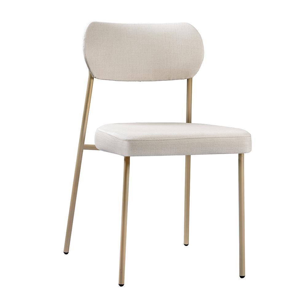 Cadeira Lavínia Linho Bege/aço Champanhe - Salaone Linho Bege/aço Champanhe - 1