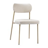 Cadeira Lavínia Linho Bege/aço Champanhe - Salaone Linho Bege/aço Champanhe - 1