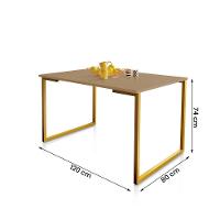 Mesa De Jantar Steel Estilo Industrial Pés De Aço 120x80cm Dourado/Fendi - 3